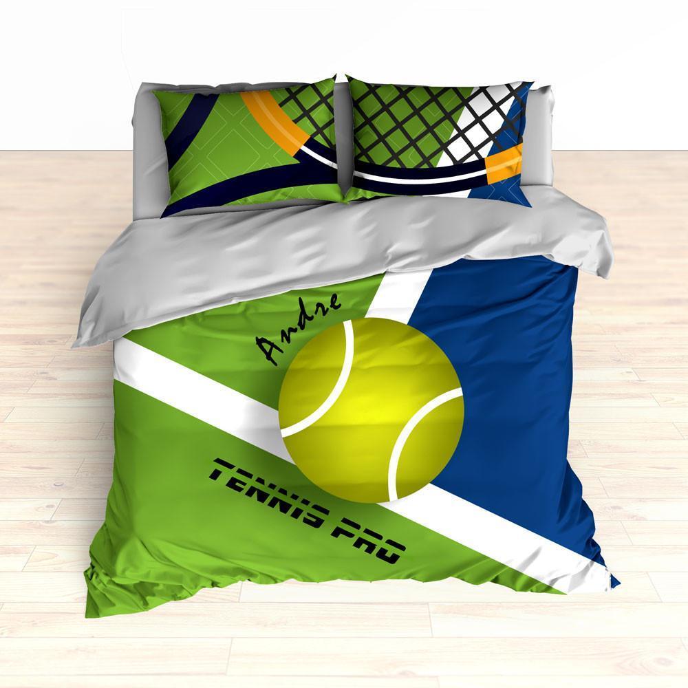 Tennis Bedding, Tennis Comforter, Tennis Duvet, Green, Blue, Personalized Kids bedding