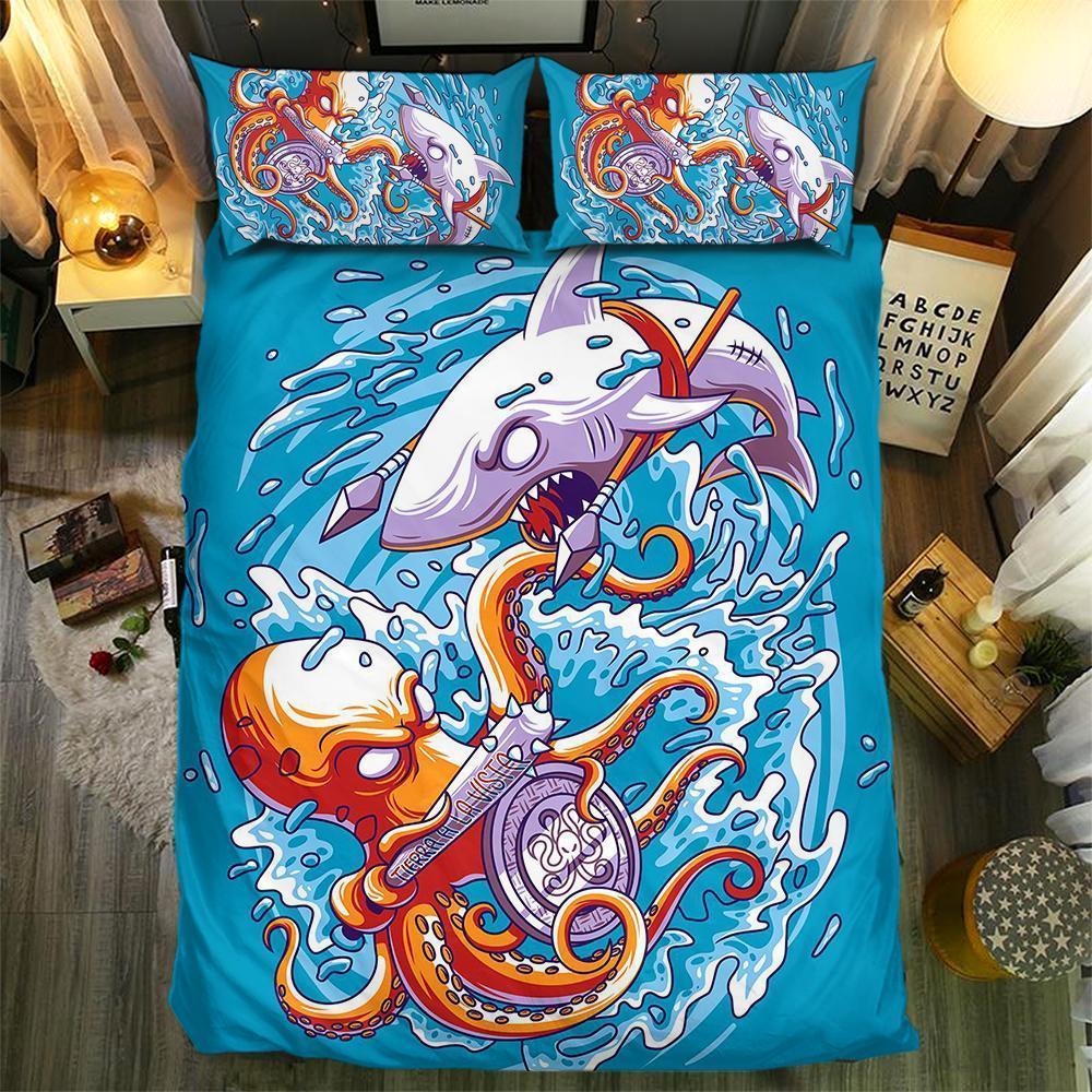 The Battle Ofhark And Octopus3D Customized Duvet Cover Bedding Sets