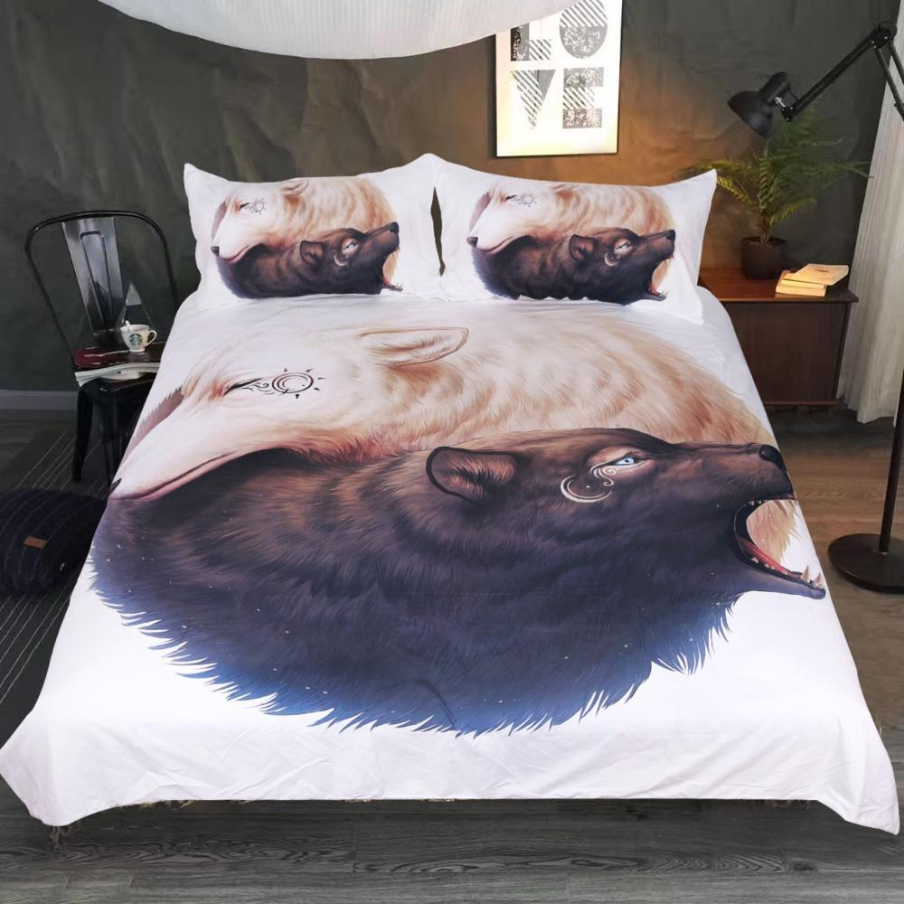 The Yin and Yang Wolves by JoJoes Art (Light Edition)3D Customized Duvet Cover Bedding Sets