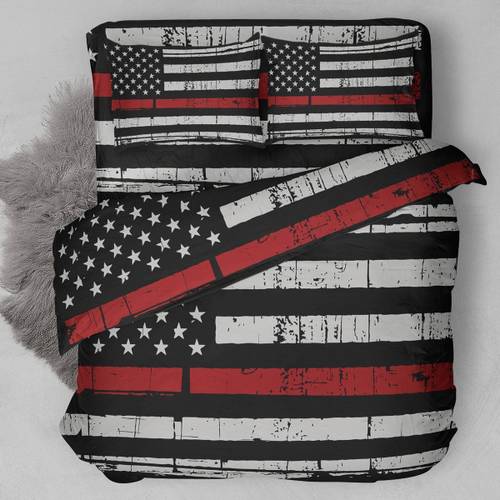 Thin Red Line Firefighter Bedding Set, King Size Firefighter Bedding