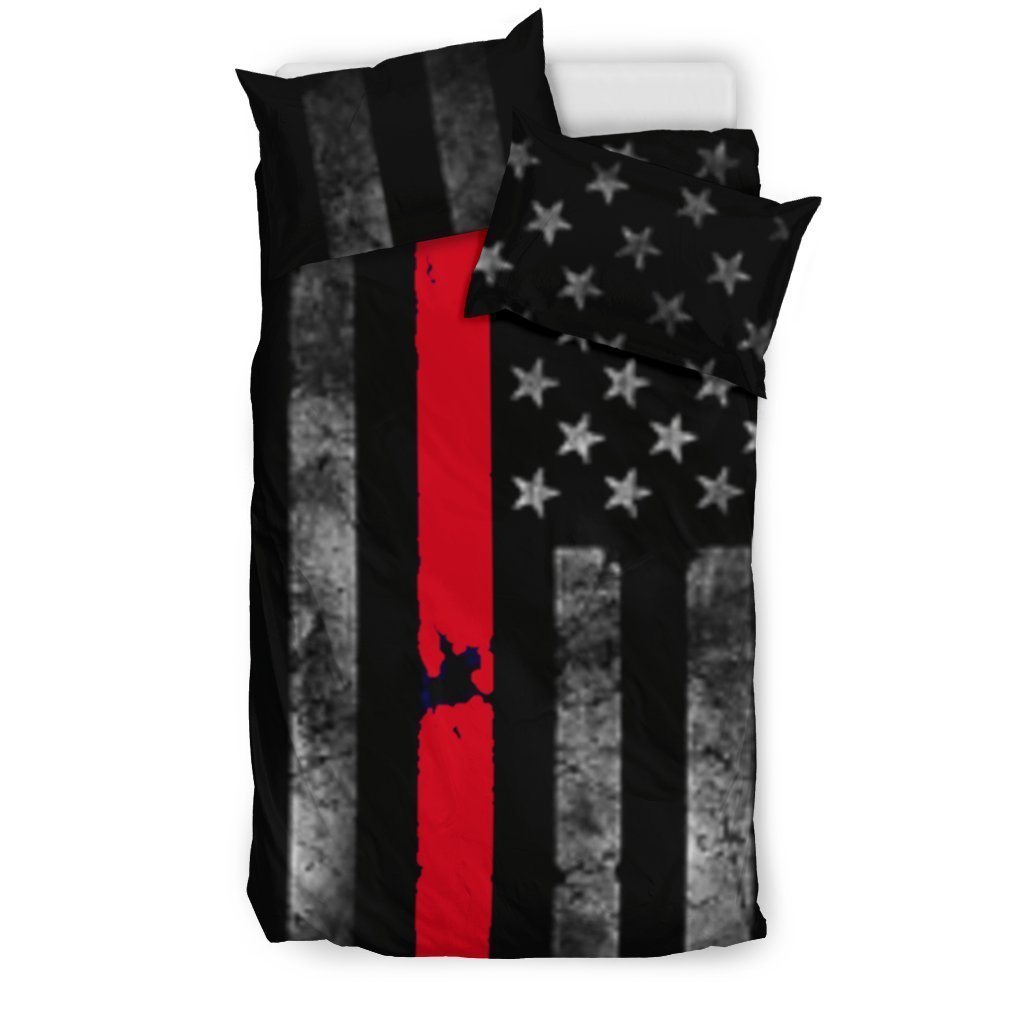 Thin Red Line Firefighter Support Duvet and Pillow Cover Set
