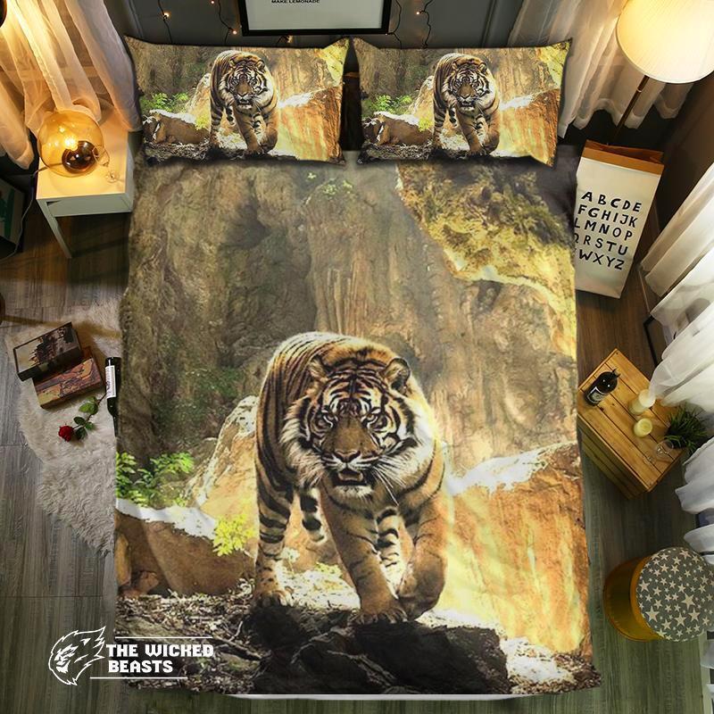 Tiger In Cave3D Customized Duvet Cover Bedding Sets