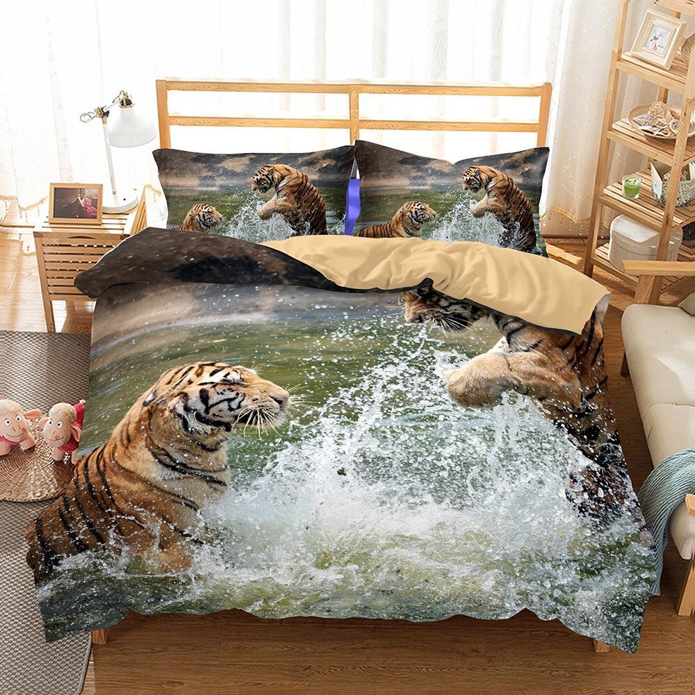 Tigers At Play 3D Customized Duvet Cover Bedding Sets