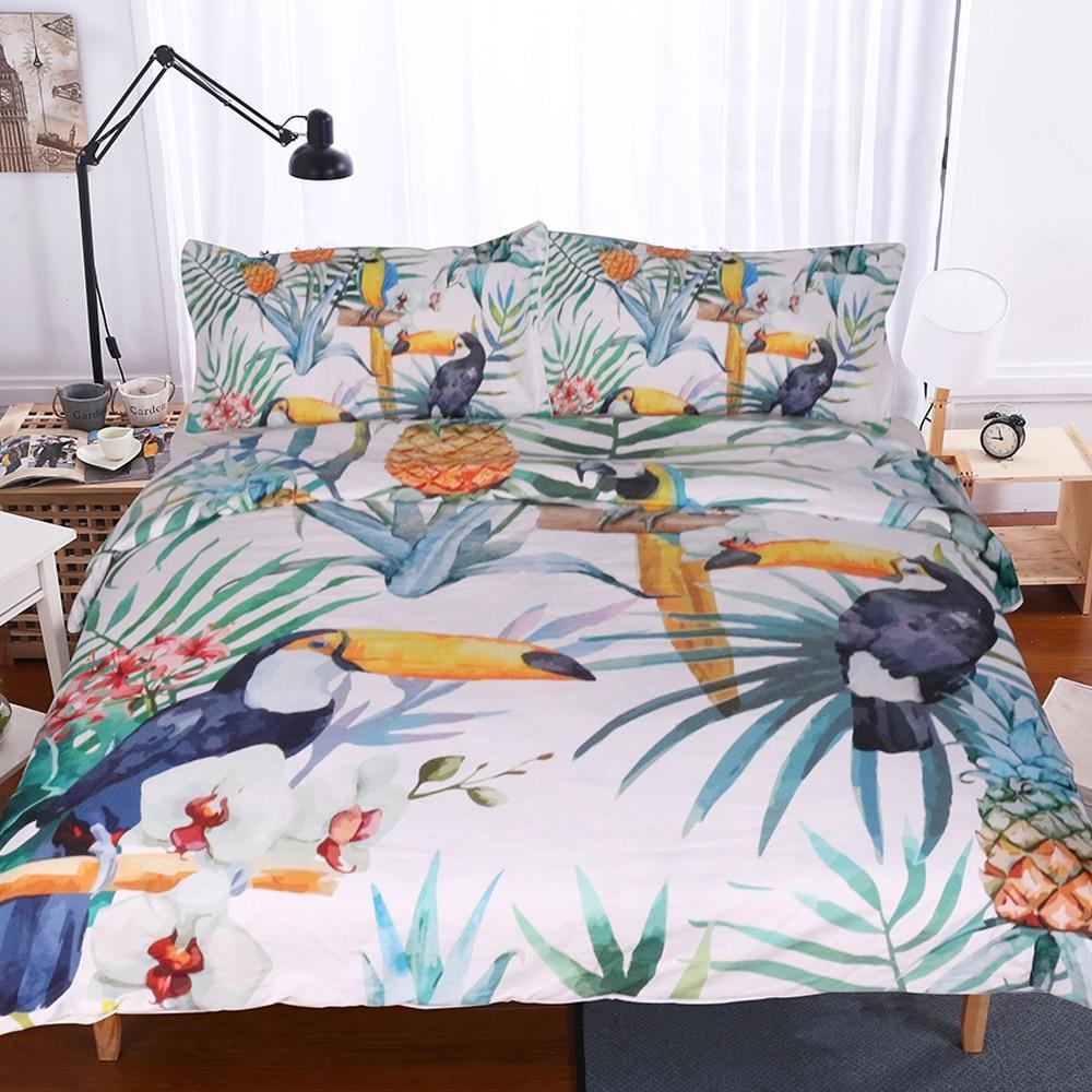 Toucan Bird in Tropical Pineapple ART HOP 3D Customized Duvet Cover Bedding Sets