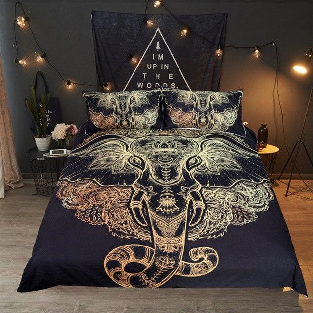 Tribal Elephant Boho Mandala Golden Design Ethnic Indian God Indianymbol et3D Customized Duvet Cover Bedding Sets