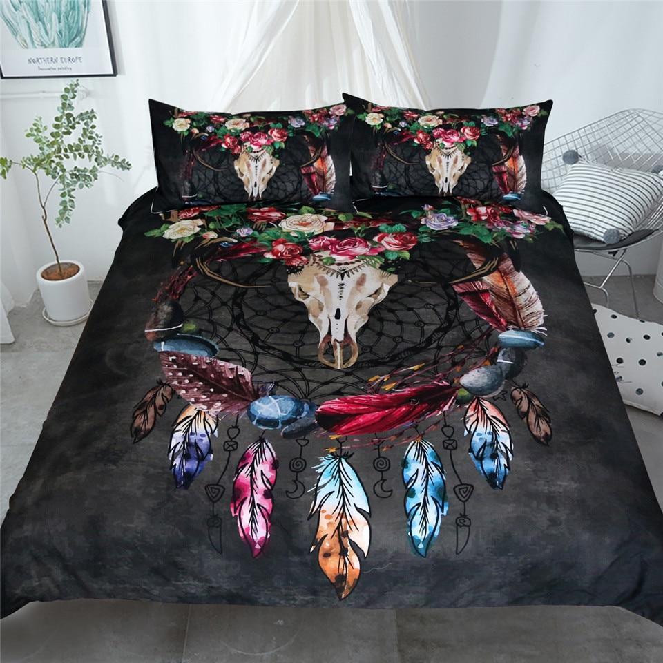Tribal Horns Flowers Dreamcatcher ART HOP 3D Customized Duvet Cover Bedding Sets