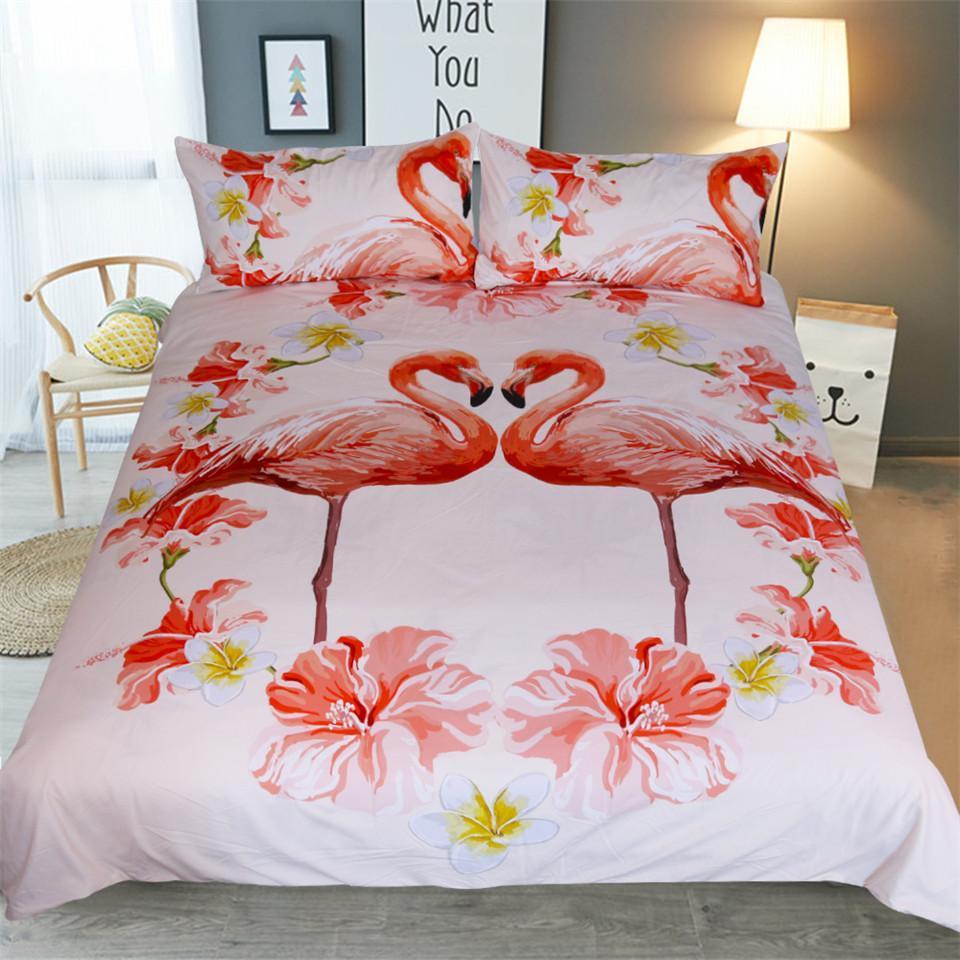 Tropical Flamingo Pair Bedding Set