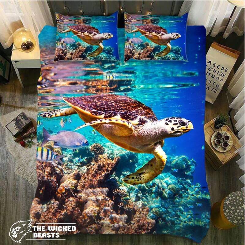 Turtle Lively Oceanwim3D Customized Duvet Cover Bedding Sets