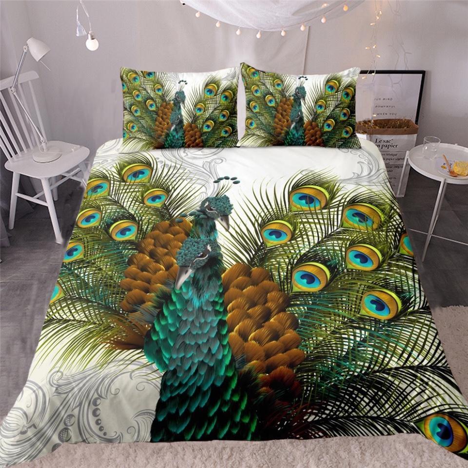 Two Peacocks 3D Customized Duvet Cover Bedding Sets