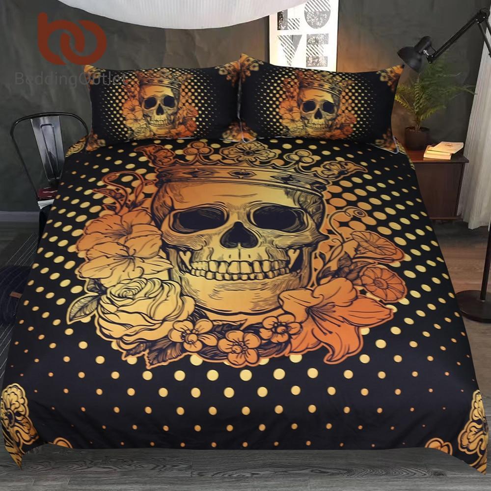 ugarkull Queen Floral Golden Adults Black Bedclothes Gothic Crown Rose Home Textiles3D Customized Duvet Cover Bedding Sets