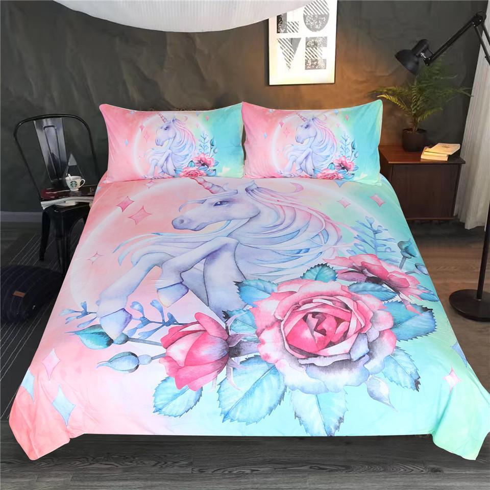 Unicorn and Roses3D Customized Duvet Cover Bedding Sets