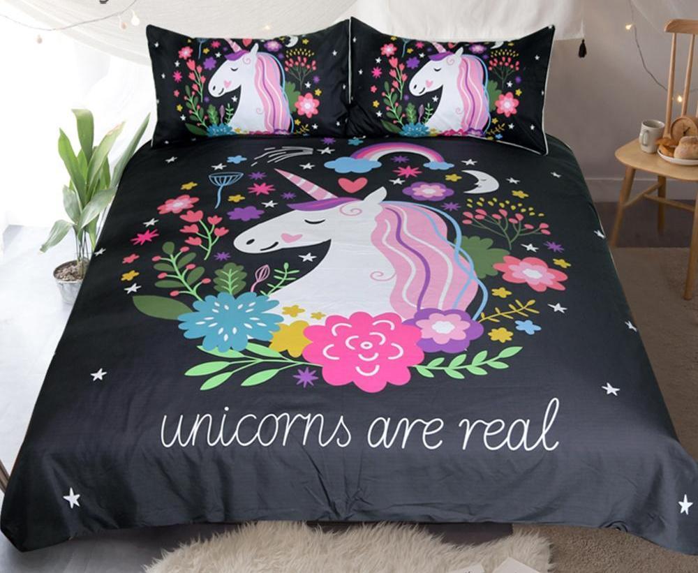 Unicorn Cartoon Print3D Customized Duvet Cover Bedding Sets