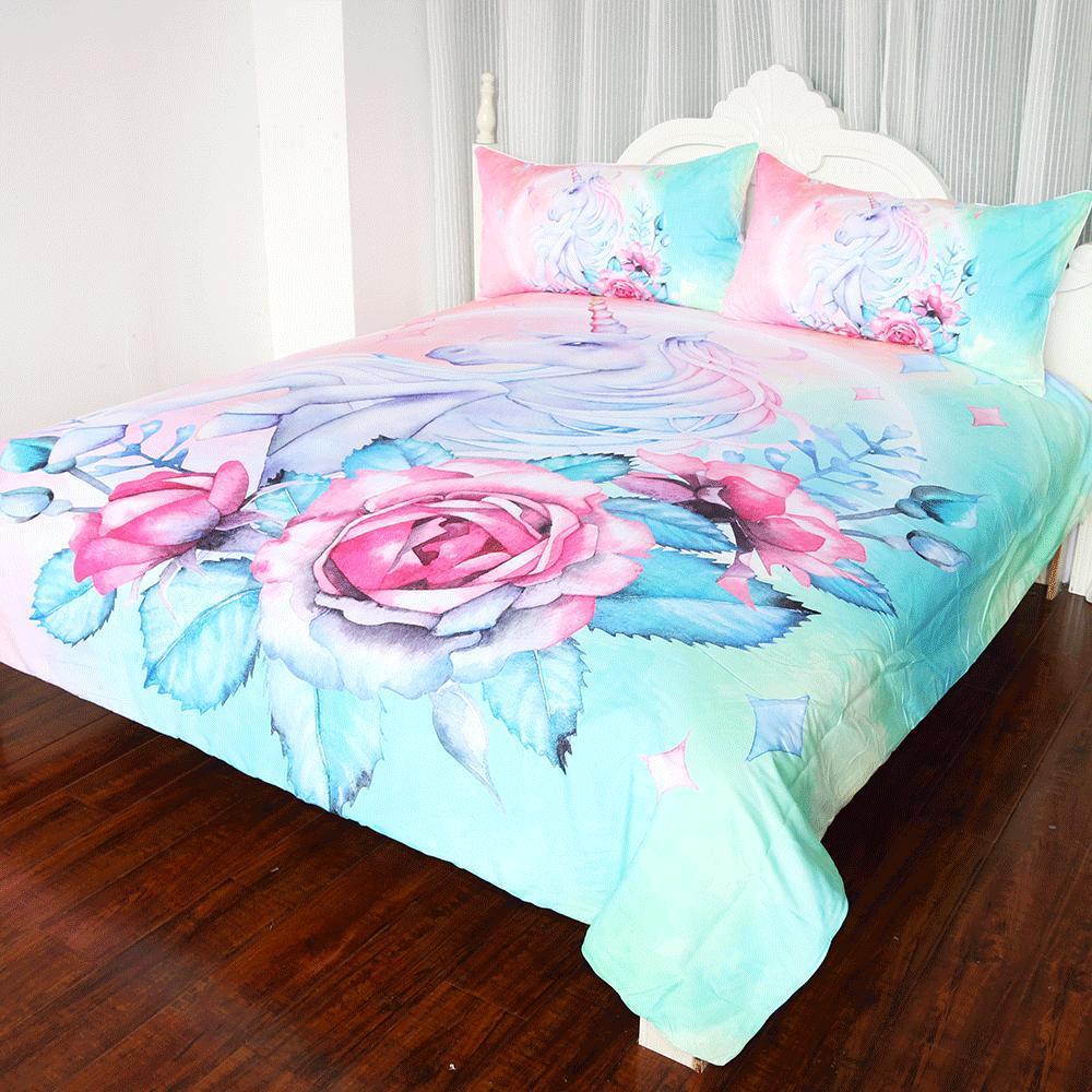 Unicorn Floral Design ART HOP 3D Customized Duvet Cover Bedding Sets