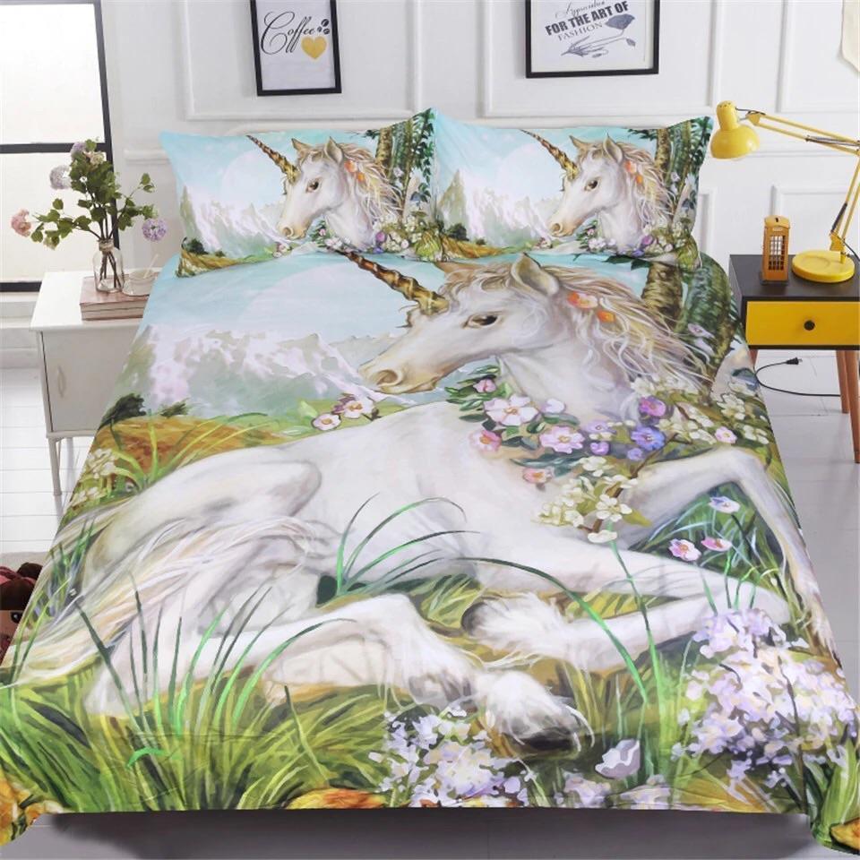 Unicorn In Field 3D Customized Duvet Cover Bedding Sets