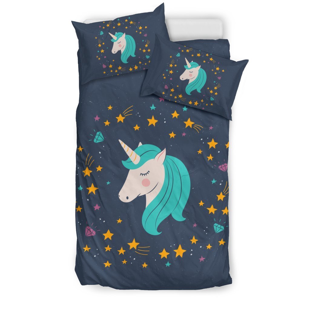 Unicorn Midnight Blue Starry Night Bedding Set