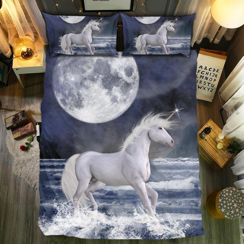 Unicorn Under The Moon3D Customized Duvet Cover Bedding Sets