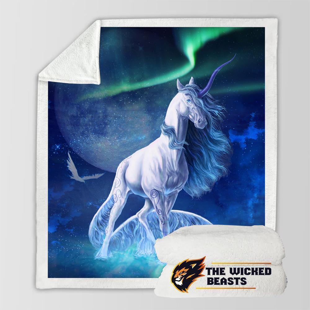 Unicorn With Blue Horn Blanket3D Customized Duvet Cover Bedding Sets