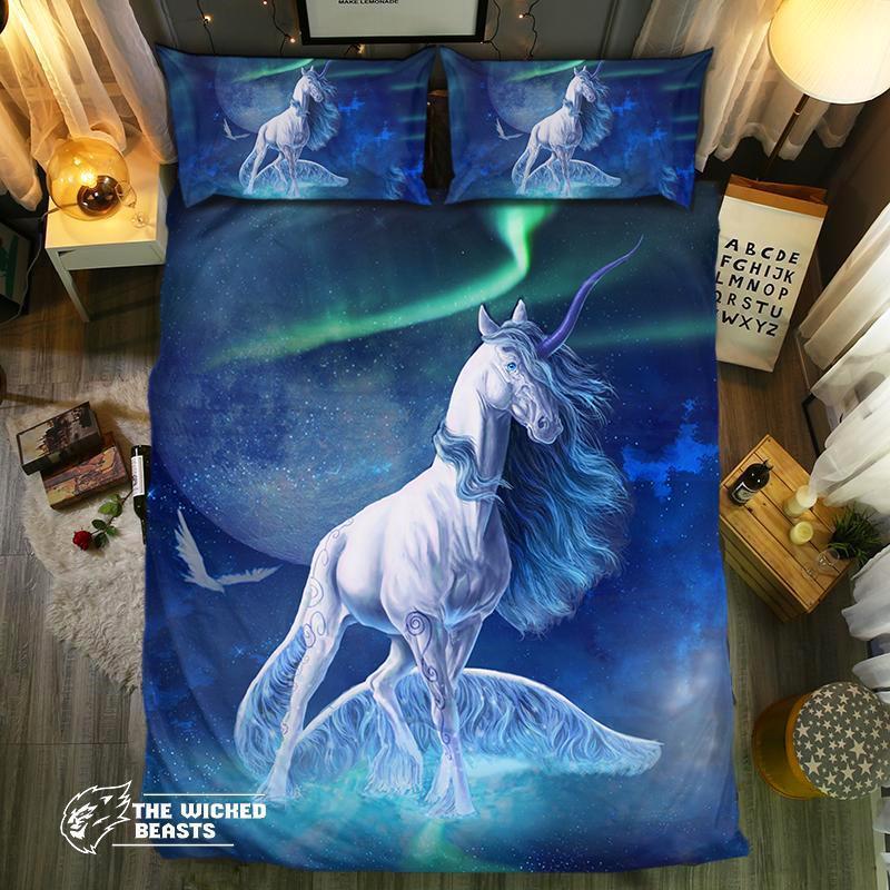 Unicorn With Blue Horn3D Customized Duvet Cover Bedding Sets