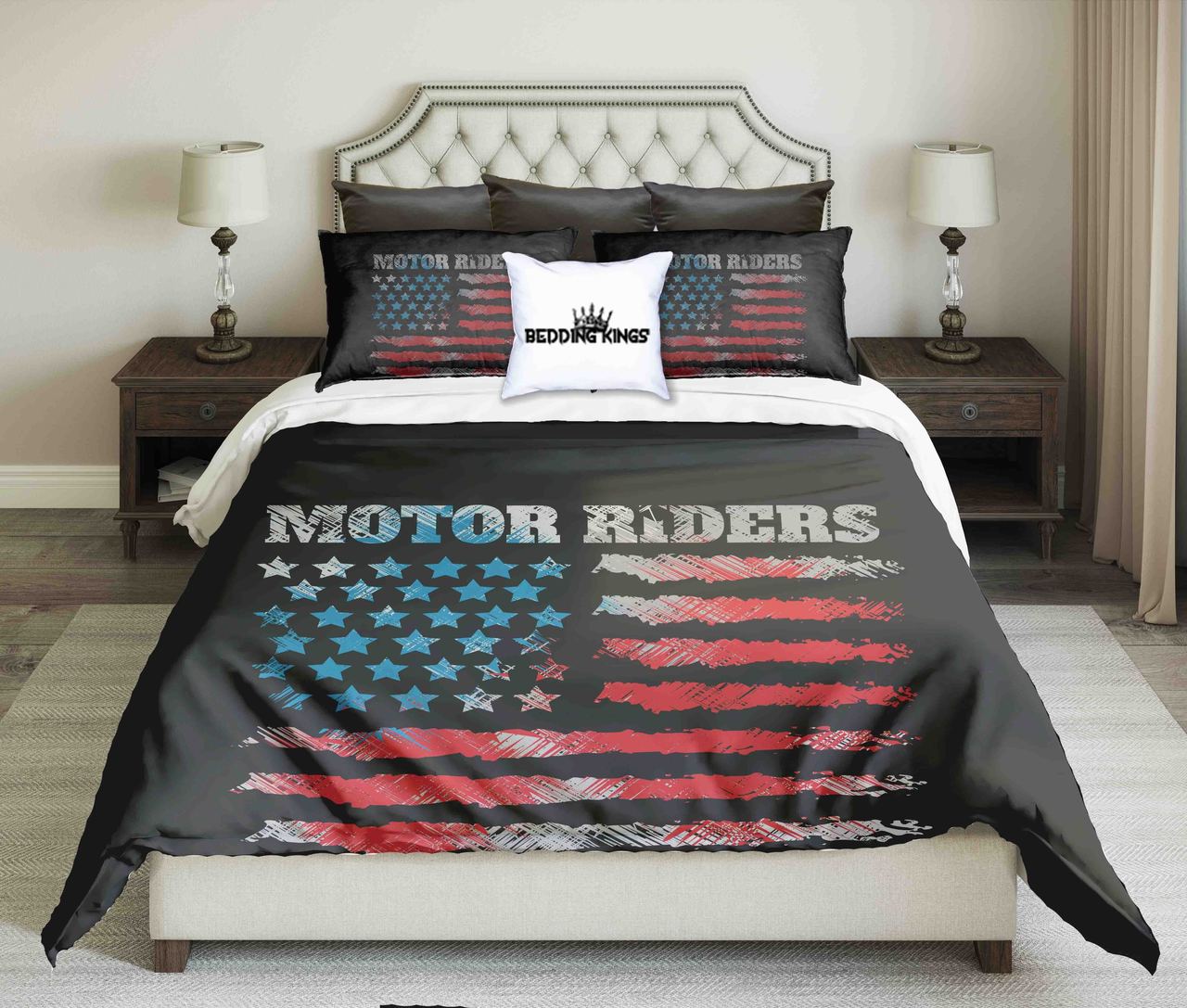 USA Flag Motor Riders Design | kings3D Customized Duvet Cover Bedding Sets