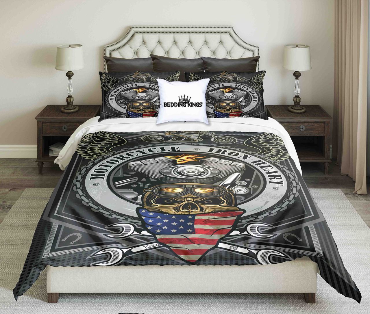 USA Flag Motorcycle | kings3D Customized Duvet Cover Bedding Sets