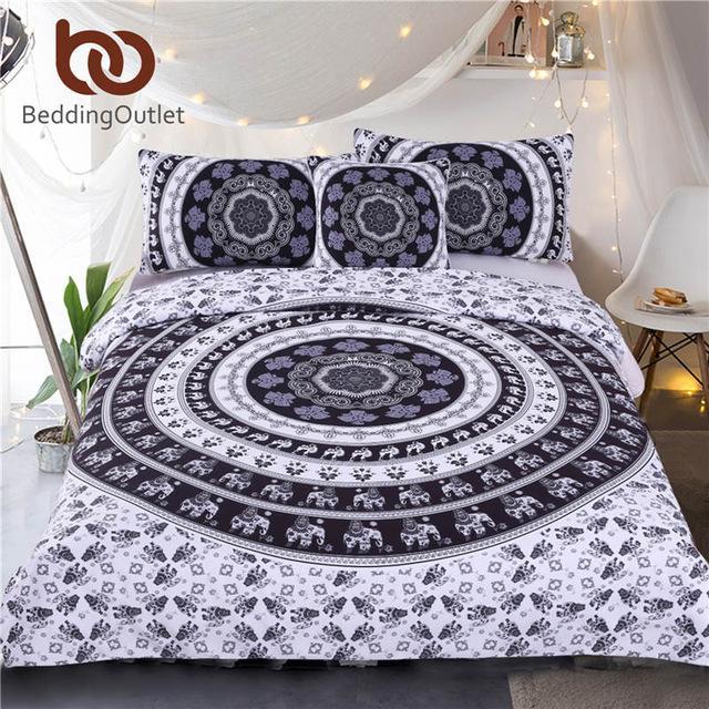 Vanitas Queenize Bohemia Modern et Indian Black and White Printed Quilt Cover 4Pcs Hot3D Customized Duvet Cover Bedding Sets