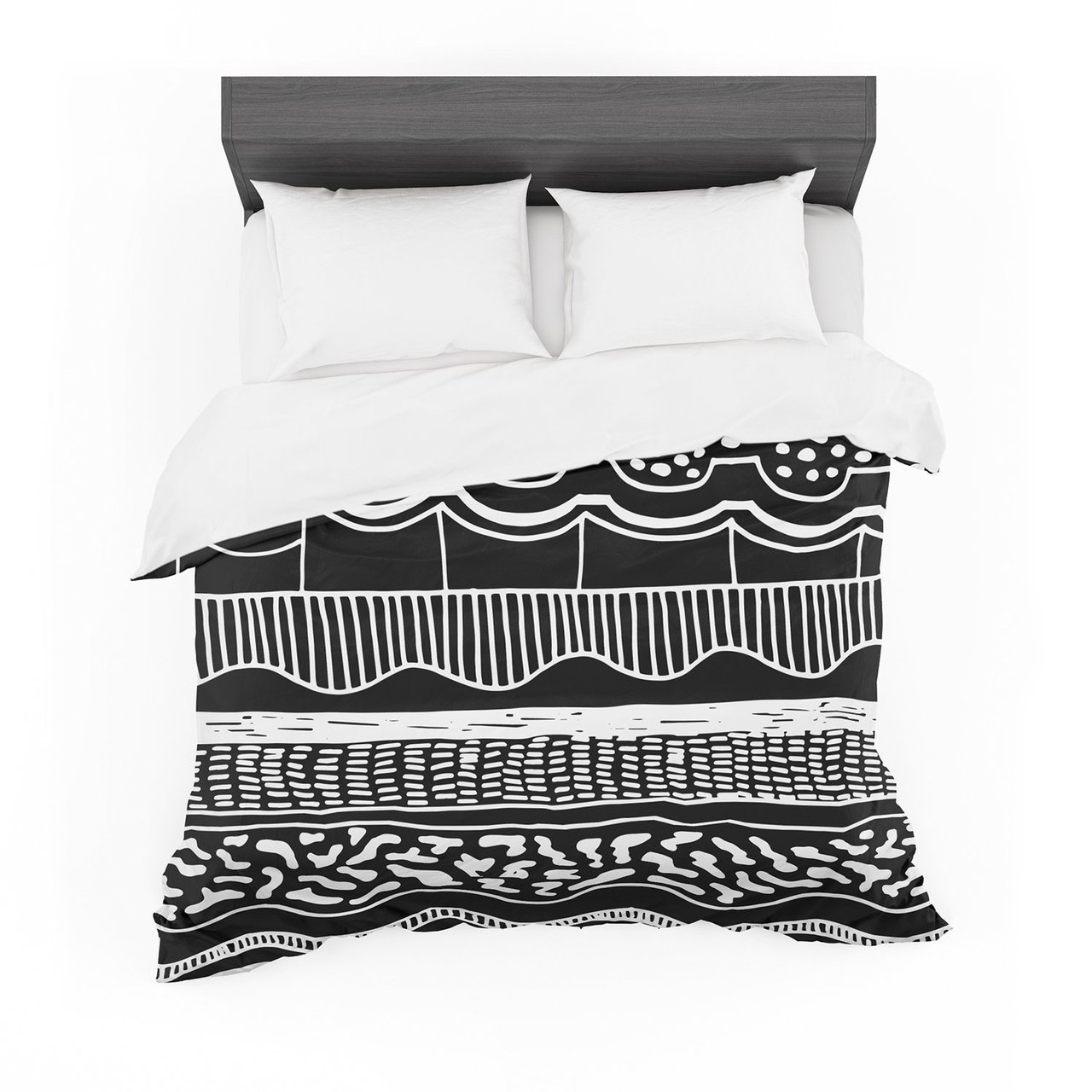 Vasare Nar ‘Abiodun Tribal’ Black White Featherweight3D Customized Duvet Cover Bedding Sets