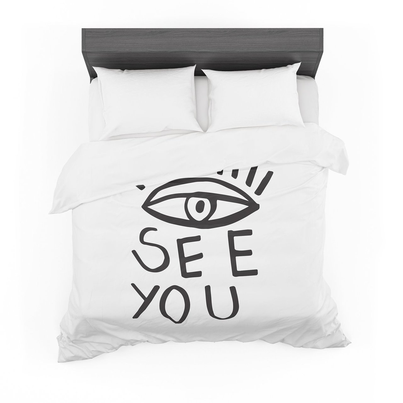 Vasare Nar ‘Eyeee You’ White Featherweight3D Customized Duvet Cover Bedding Sets