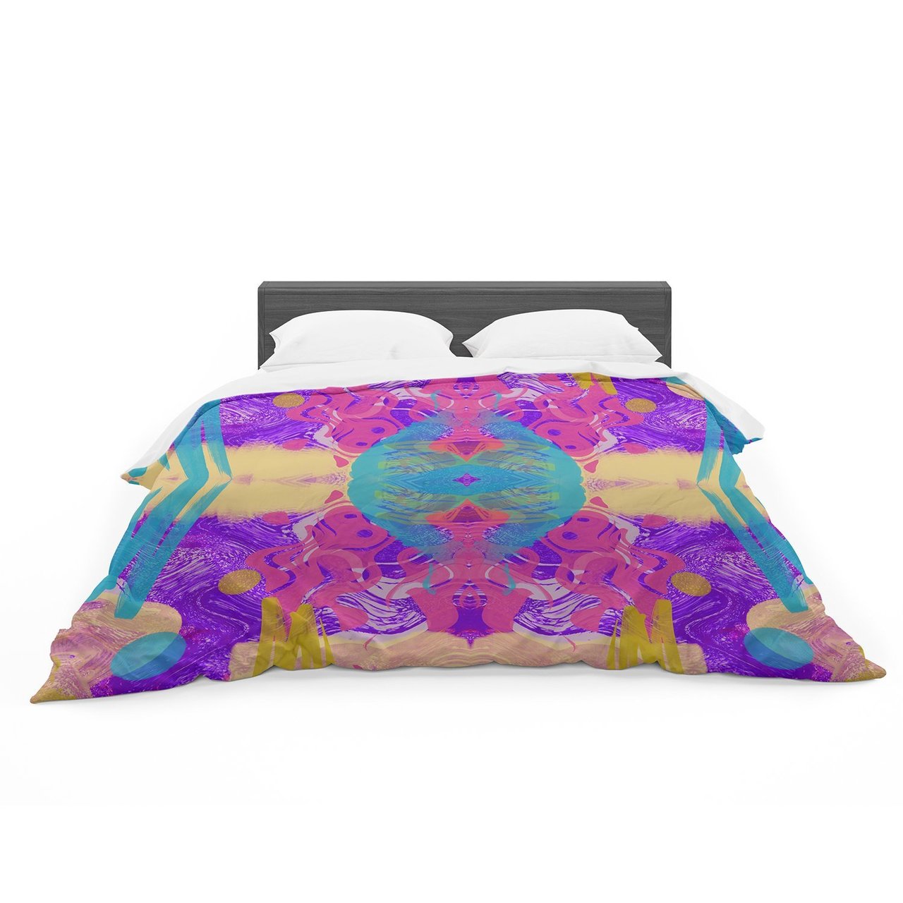 Vasare Nar ‘Glitch Kaleidoscope’ Pink Purple Featherweight3D Customized Duvet Cover Bedding Sets