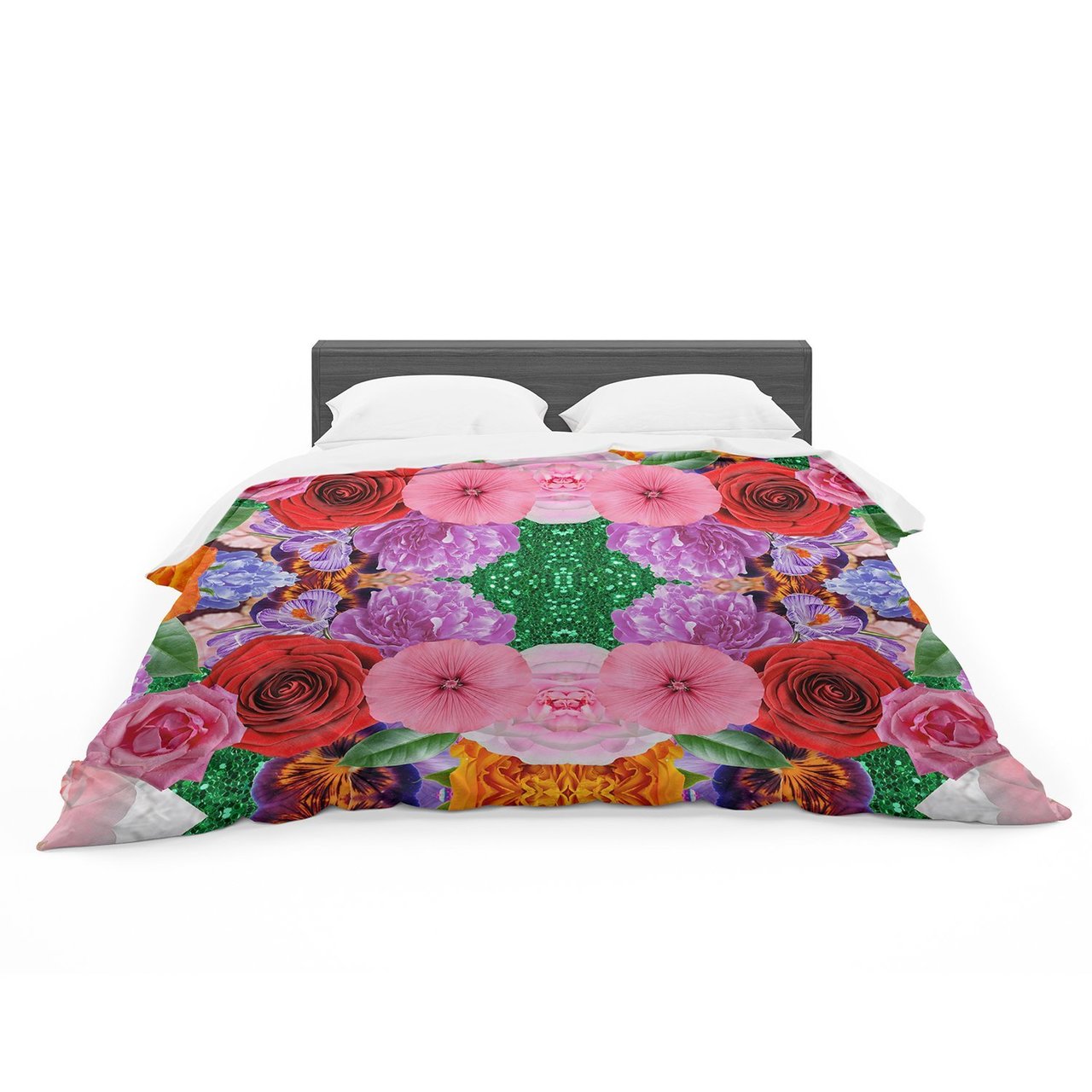 Vasare Nar ‘Kaleidoscopic Flowers’ Pink Red Featherweight3D Customized Duvet Cover Bedding Sets