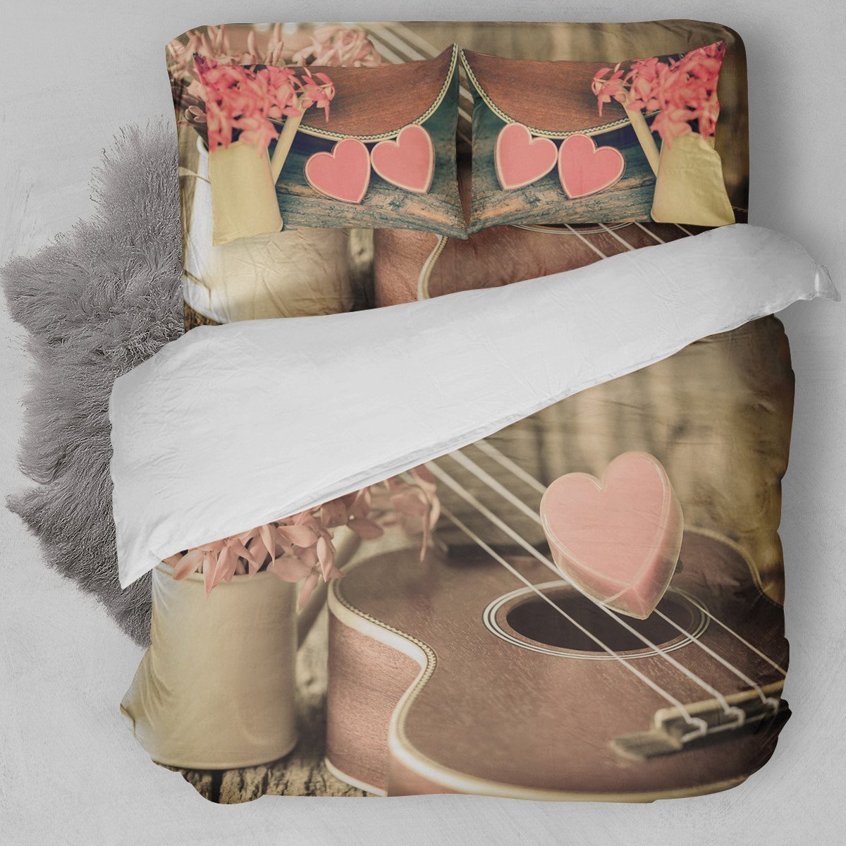 Vintage Heart Guitar Bedding Set