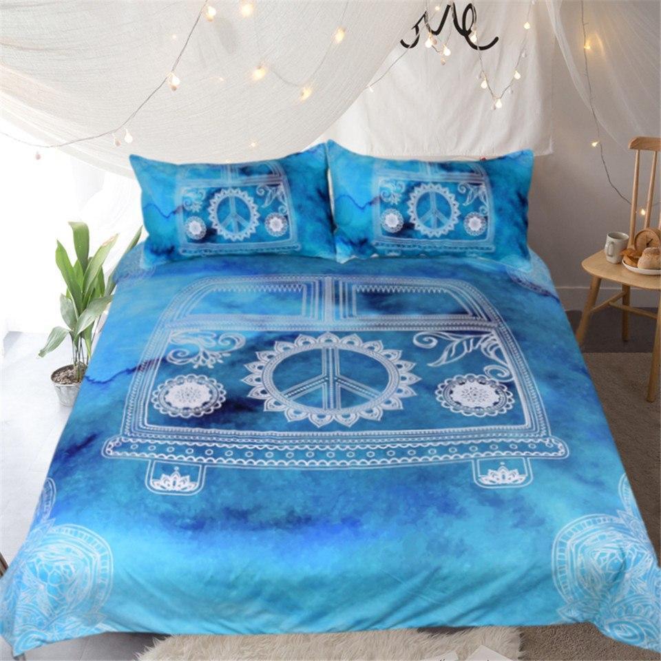 Vintage Hippie Mini Van ART HOP 3D Customized Duvet Cover Bedding Sets