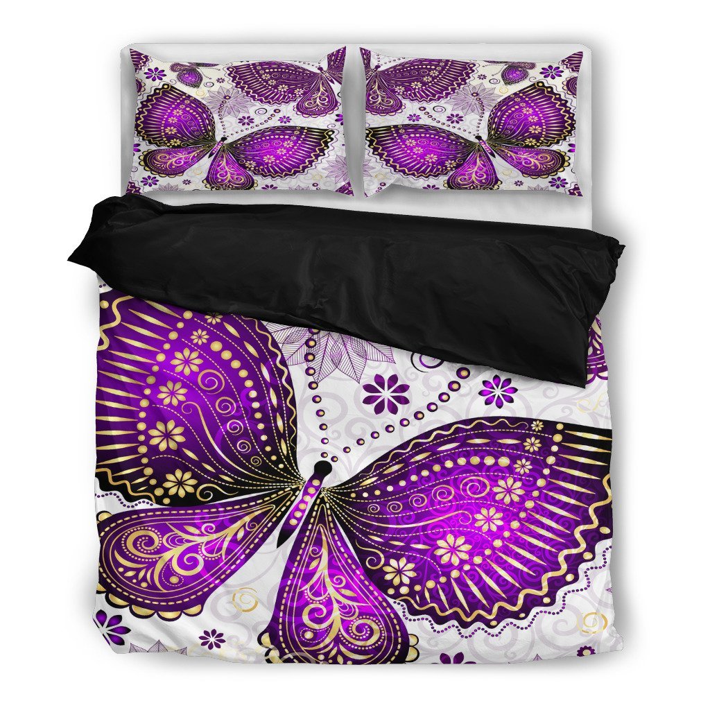 Violet Gold Butterfly3D Customized Duvet Cover Bedding Sets