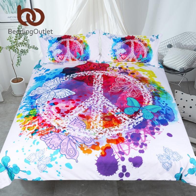 Watercolor Butterfly Colorful Printed Quilt Cover Peace Design et 3D Customized Duvet Cover Bedding Sets