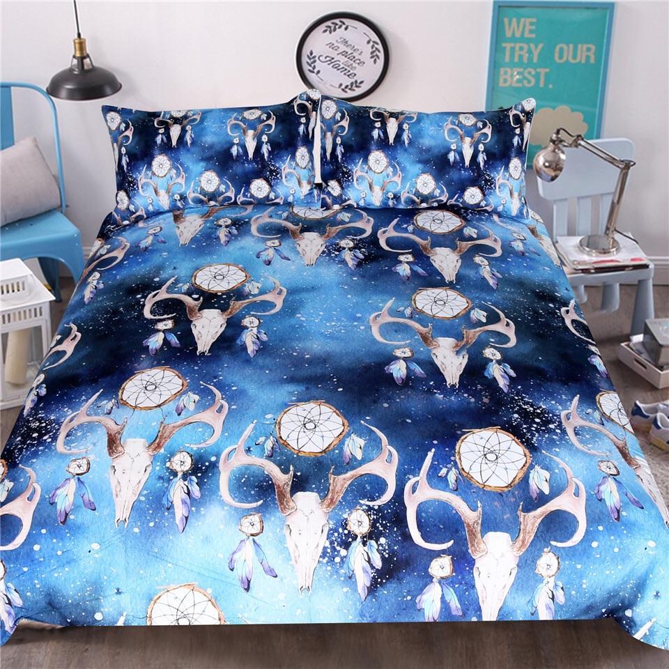 Watercolour Bull Headkull Dreamcatcher 3D Customized Duvet Cover Bedding Sets