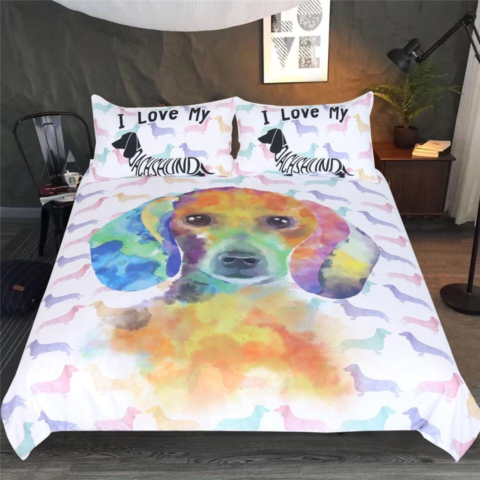 Watercolour Dachshund 3D Customized Duvet Cover Bedding Sets