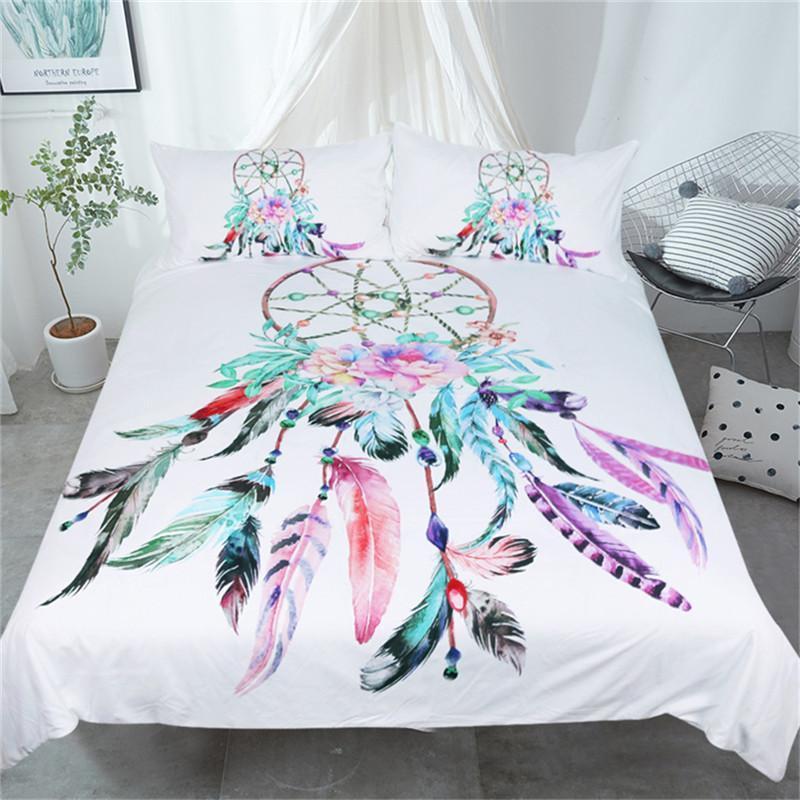 Watercolour Feathers Dreamcatcher Bedding Set