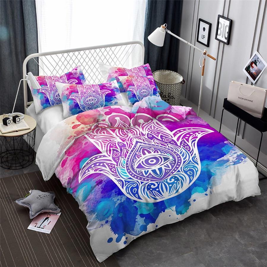 Watercolour Hamsa Hand 3D Customized Duvet Cover Bedding Sets