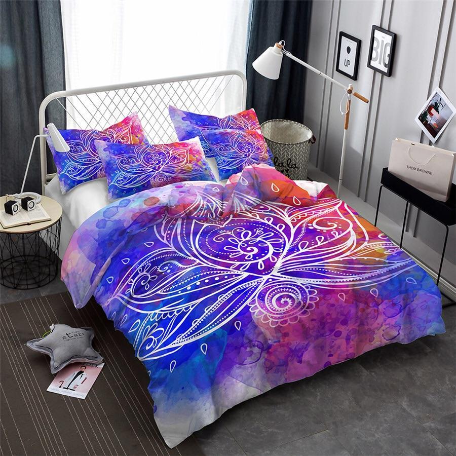 Watercolour Lotus Mandala 3D Customized Duvet Cover Bedding Sets