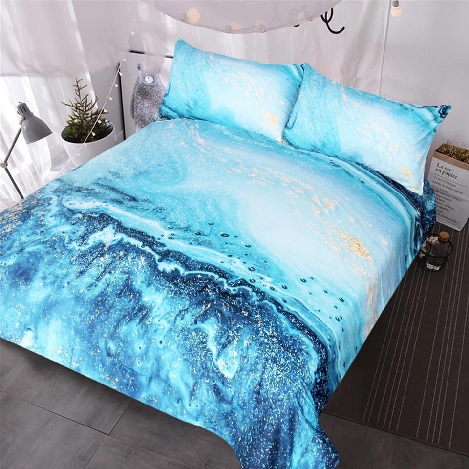 Watercolour Ocean Waves 3D Customized Duvet Cover Bedding Sets