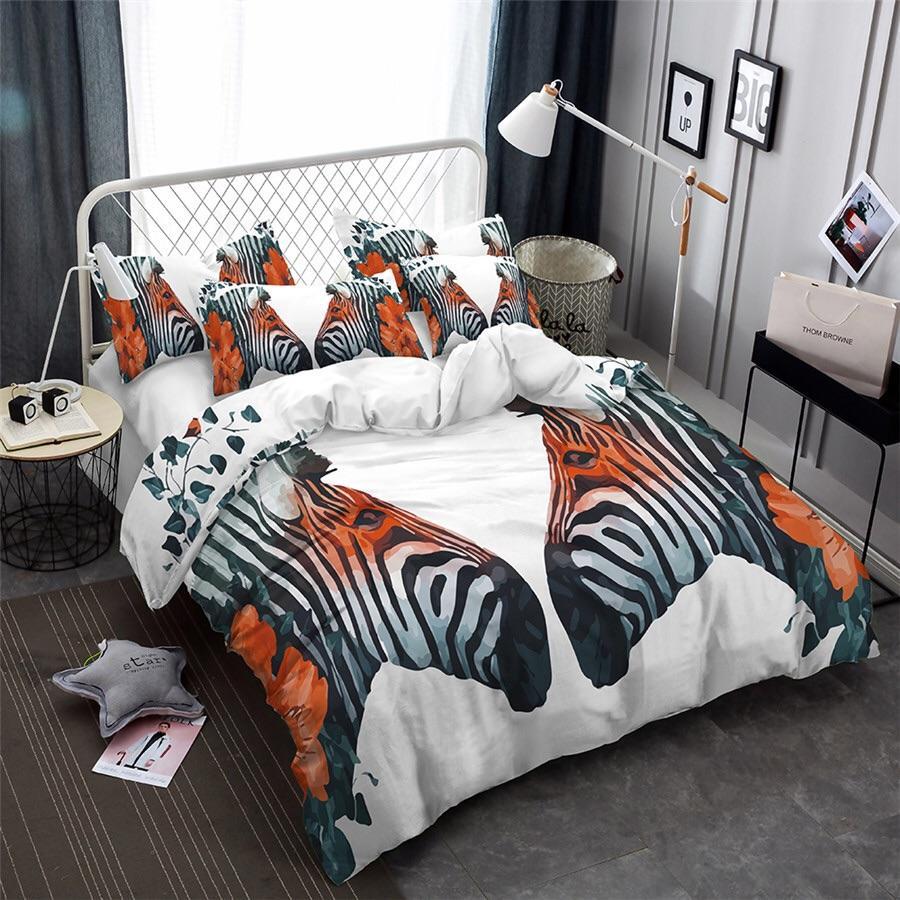 Watercolour Zebras 3D Customized Duvet Cover Bedding Sets