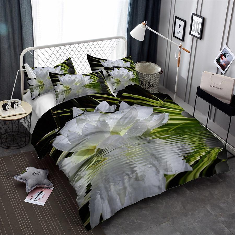 White Flowers 3D Customized Duvet Cover Bedding Sets