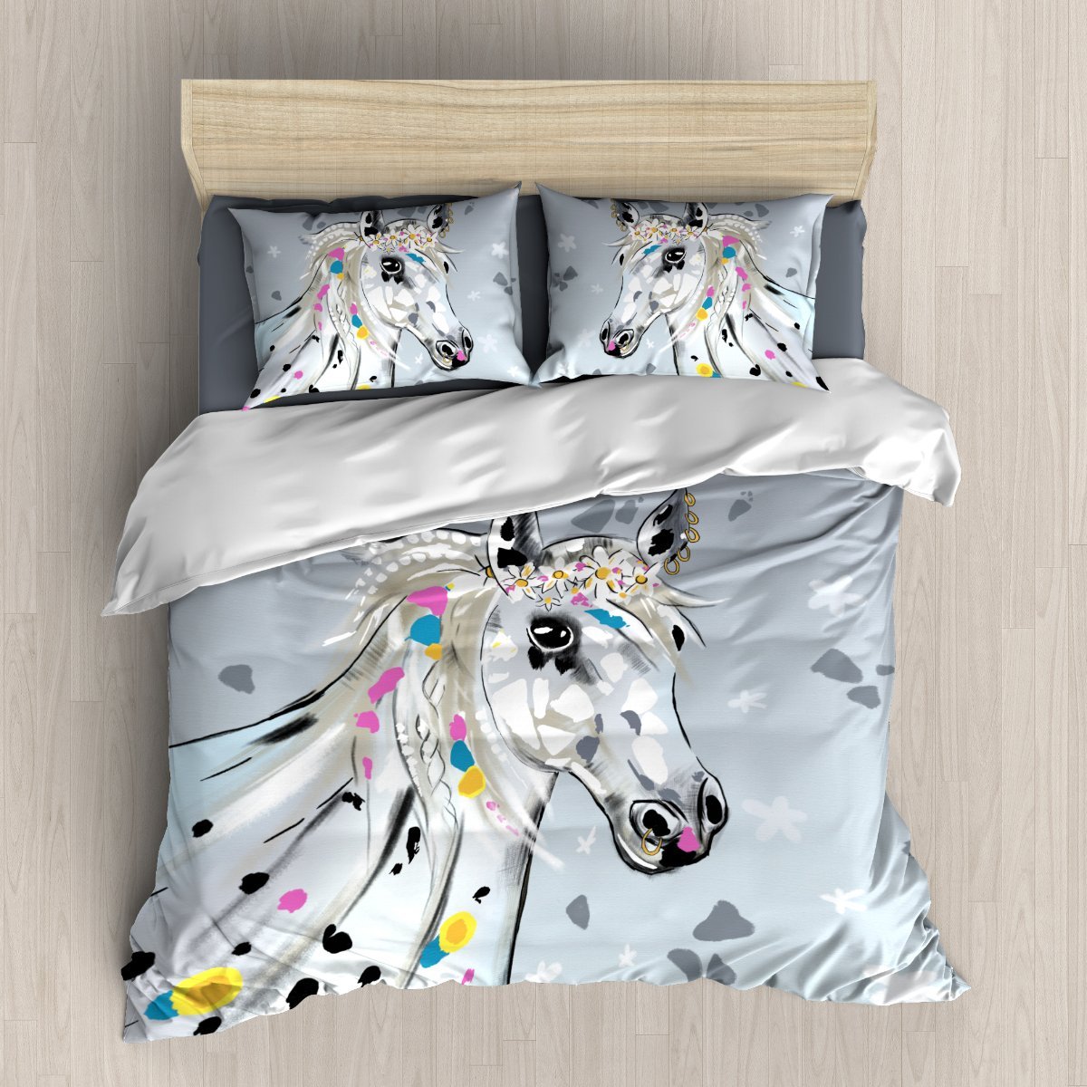 White Horse 3D Customized Duvet Cover Bedding Sets