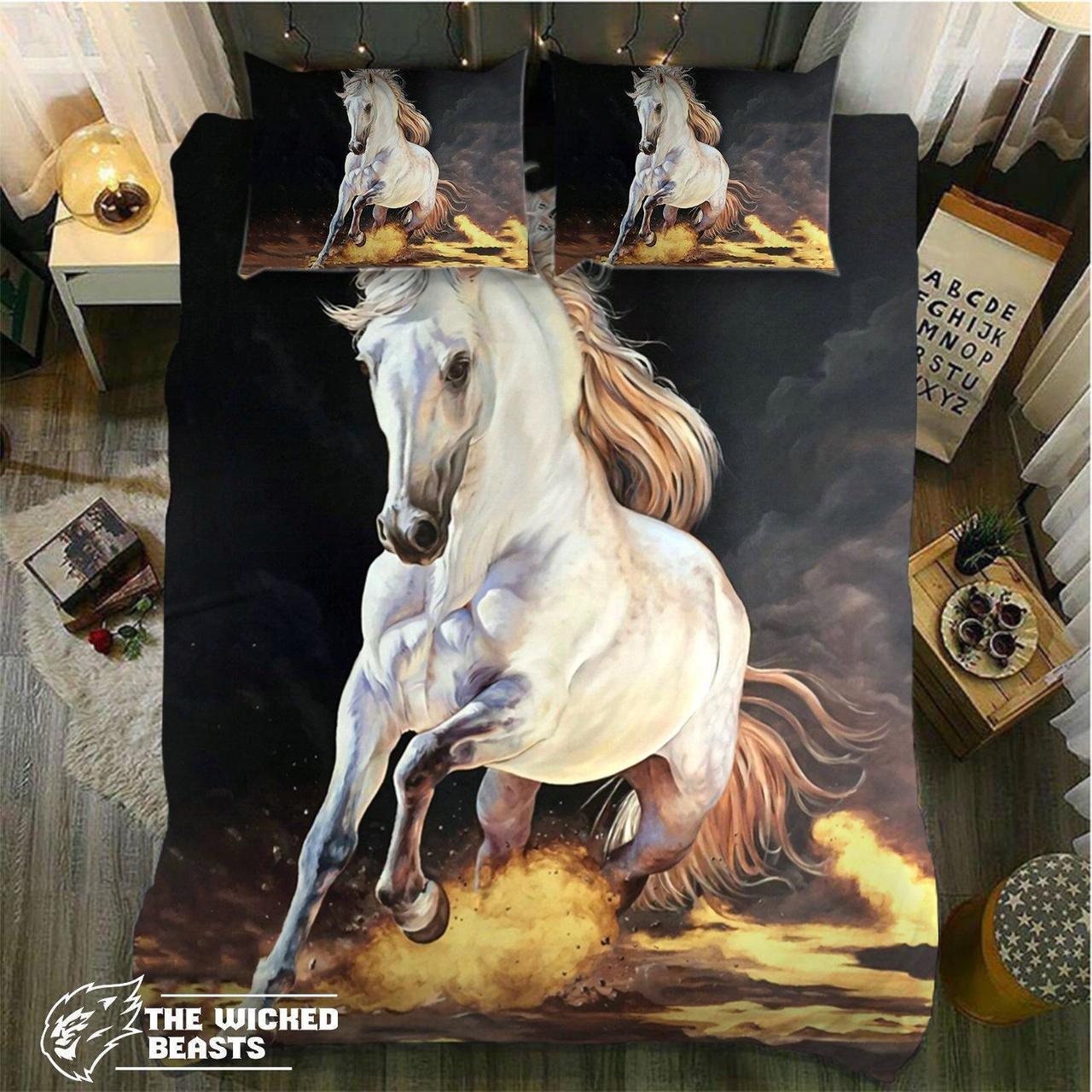 White Horse Running3D Customized Duvet Cover Bedding Sets