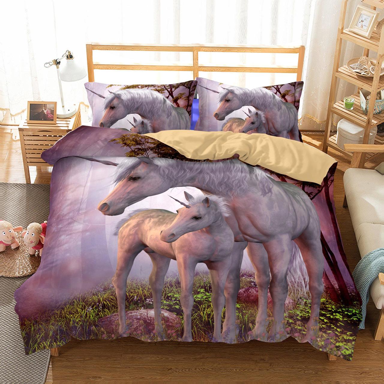 Wholesale 3D Unicorn Printed Girls Kidss3D Customized Duvet Cover Bedding Sets