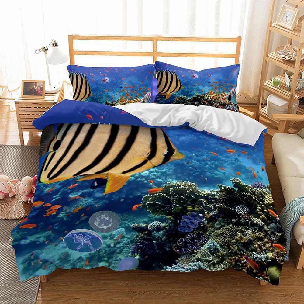 Wholesale Bedding-3D Natural Scenery Underwater World Printed Bedding Sets Duvet Cover Set