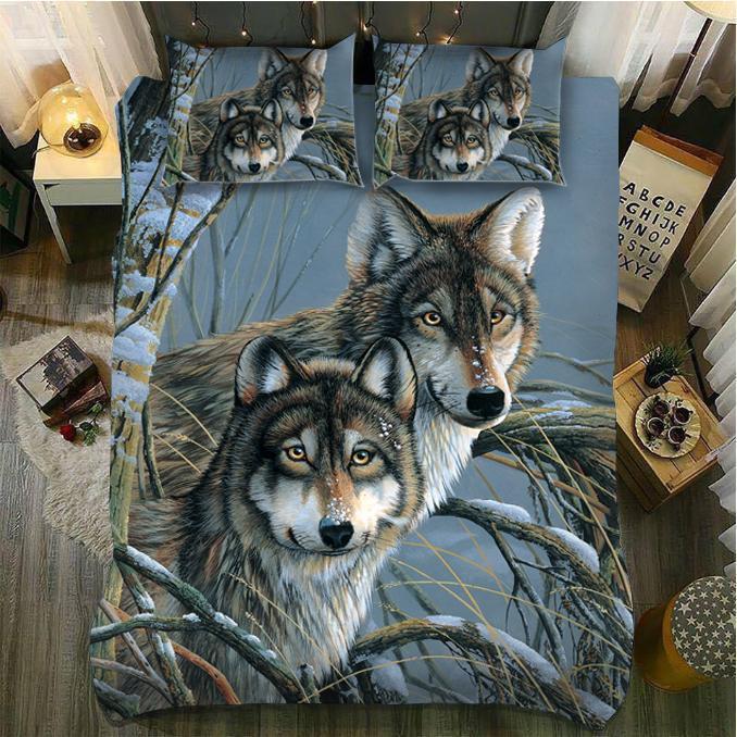 Winter Wolf3D Customized Duvet Cover Bedding Sets