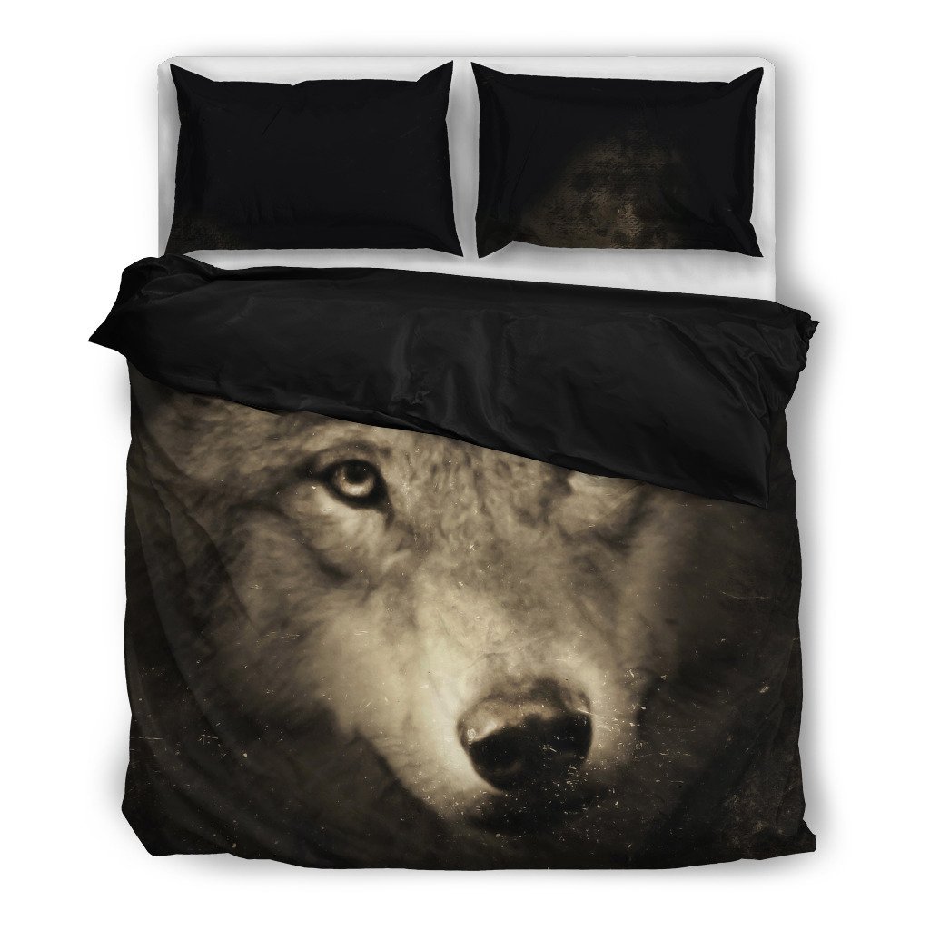 Wolf Face Black 3D Customized Duvet Cover Bedding Sets