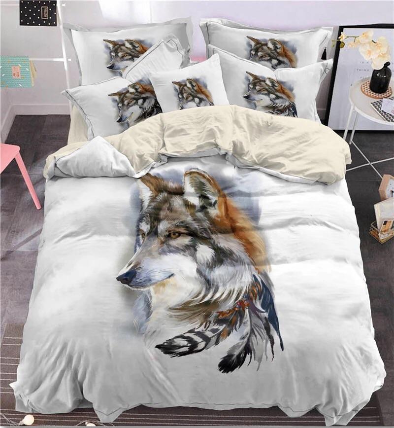 Wolf & Feathers 3D Customized Duvet Cover Bedding Sets