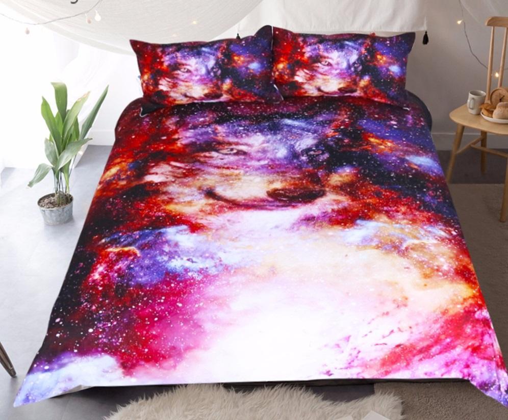 Wolf Galaxy Mix Design ART HOP 3D Customized Duvet Cover Bedding Sets
