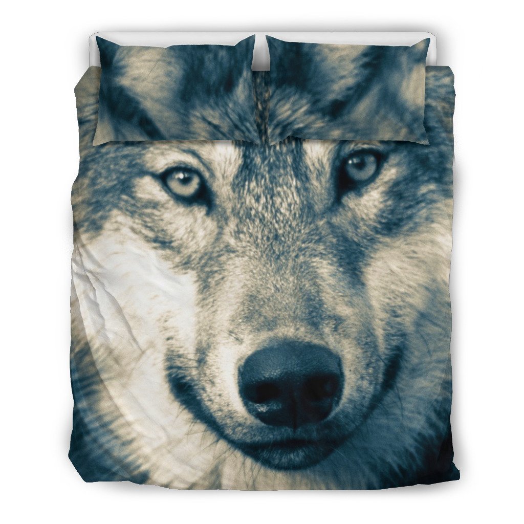 Wolf Head Beige 3D Customized Duvet Cover Bedding Sets